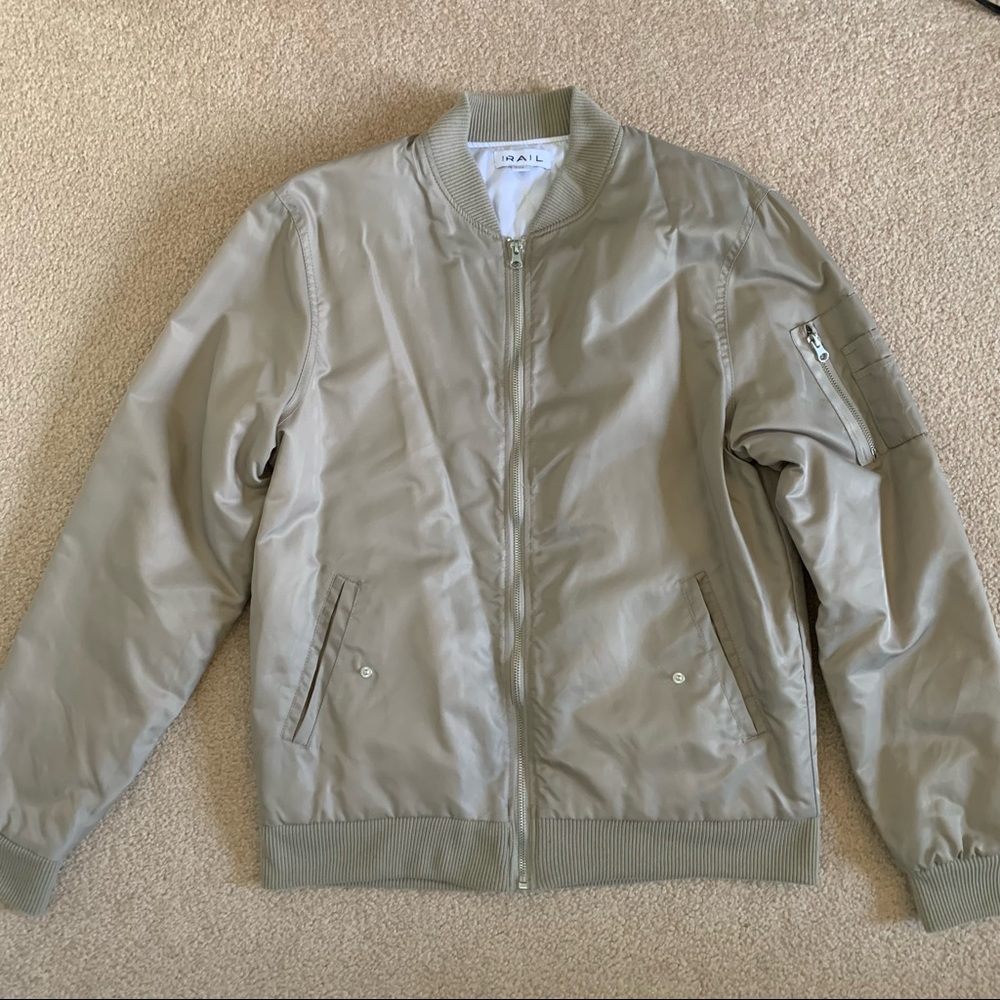 The RAIL Cream Zip-Up Varsity Bomber Jacket